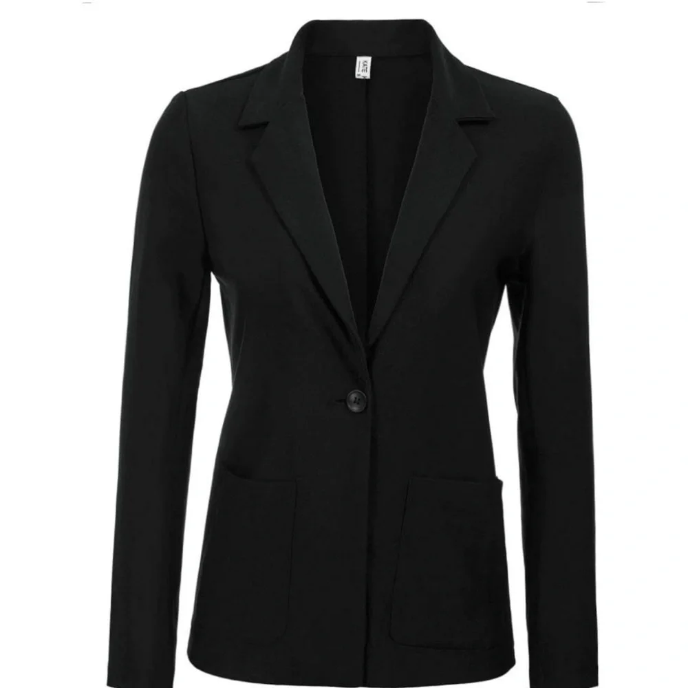 Kate Kasin Stretchy Casual Blazer – Black, Size XL (1-Button Closure) - Picture 1 of 14